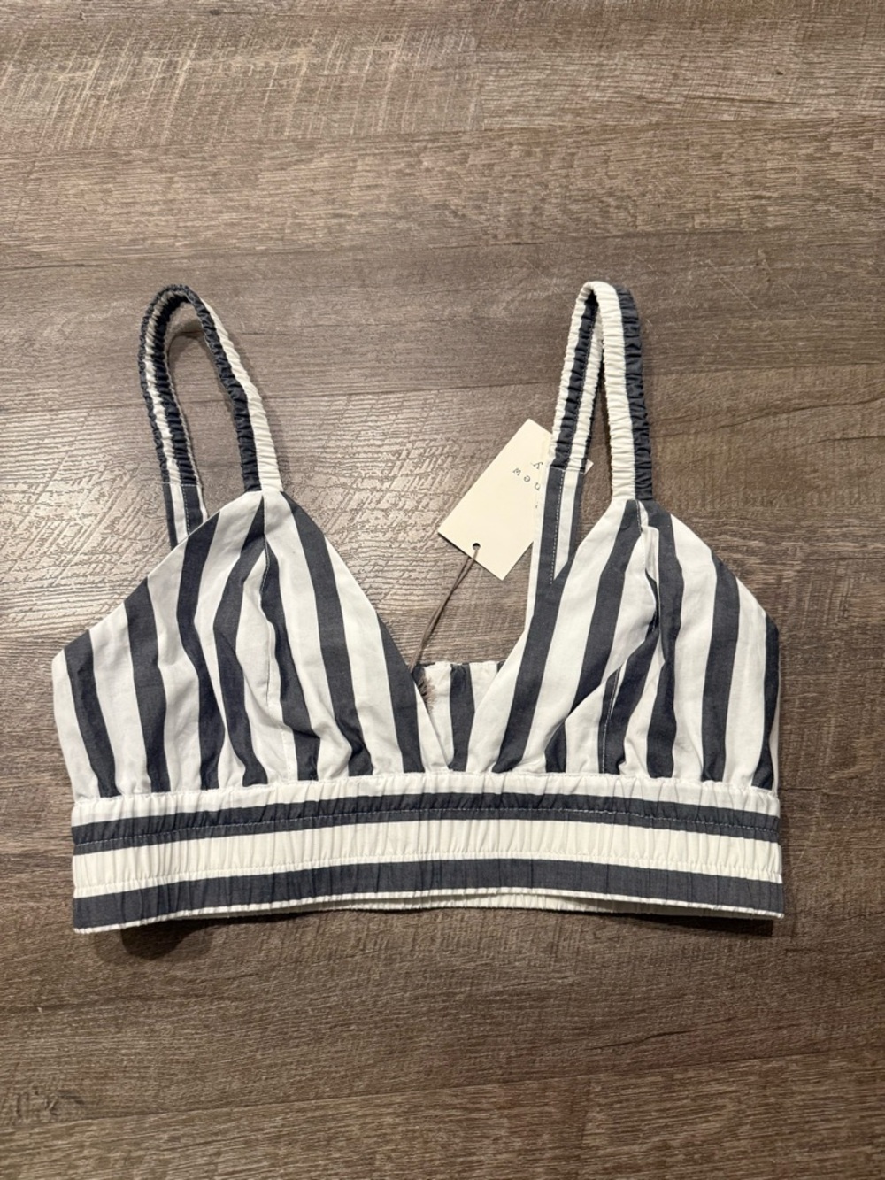a new day Navy and White Striped Crop Bralette. Size Small